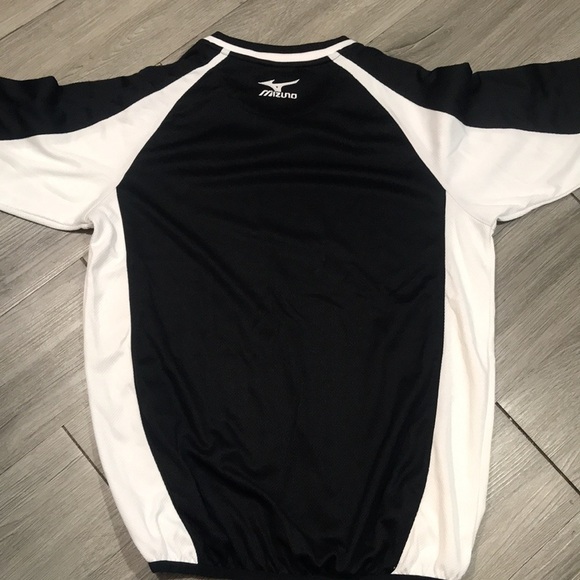 Mizuno Black & White Short Sleeve V-Neck Elastic Waist Biking Shirt size S - Picture 6 of 8